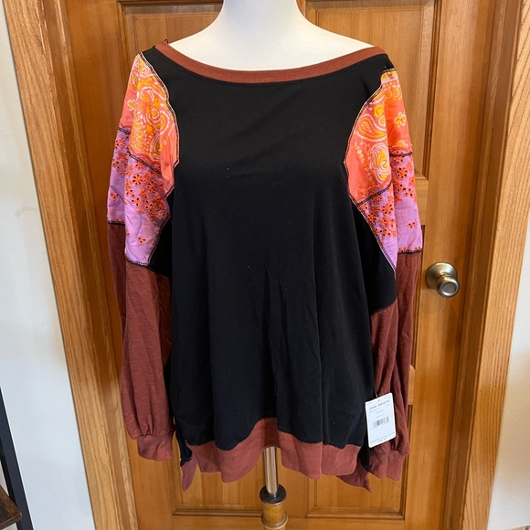 We the Free mixed material long sleeve tee - Picture 1 of 5